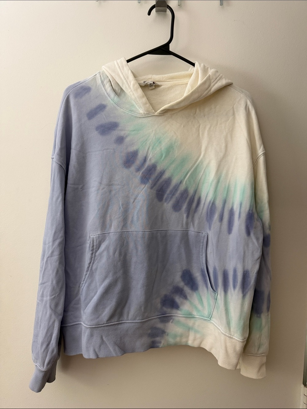 Wildfox Tie-Dye Hoodie in Cream, Light Blue & Mint